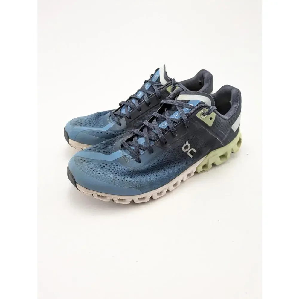 Mens On Cloudflow 3 Navy Blue Green Athletic Cloud Running Shoes 35.99034 Size 8 - Picture 5 of 7
